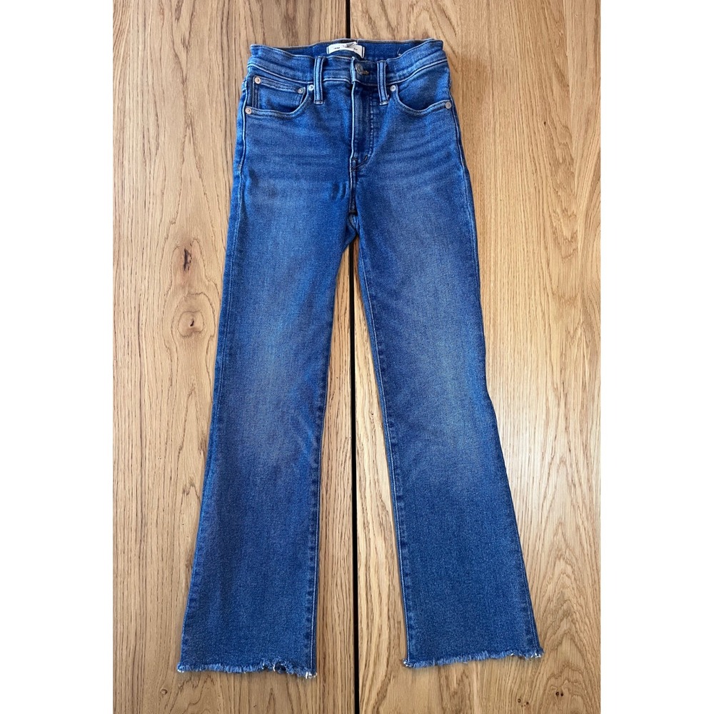 Madewell Cali Demi-Boot Jeans Size‎ 25 Blue Raw Hem High Rise Cropped Denim